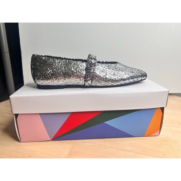 Katy Perry The Evie Mary Jane Flats Silver Metallic Glass Women's Size 12 NWT - Picture 4 of 9